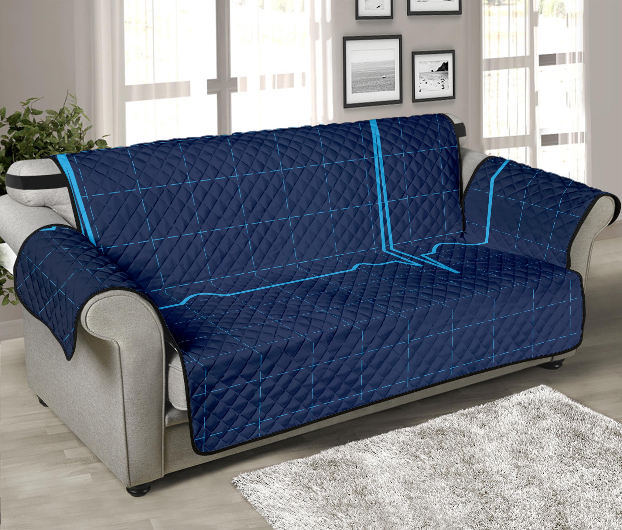 Heartbeat Electrocardiogram Print Sofa Protector