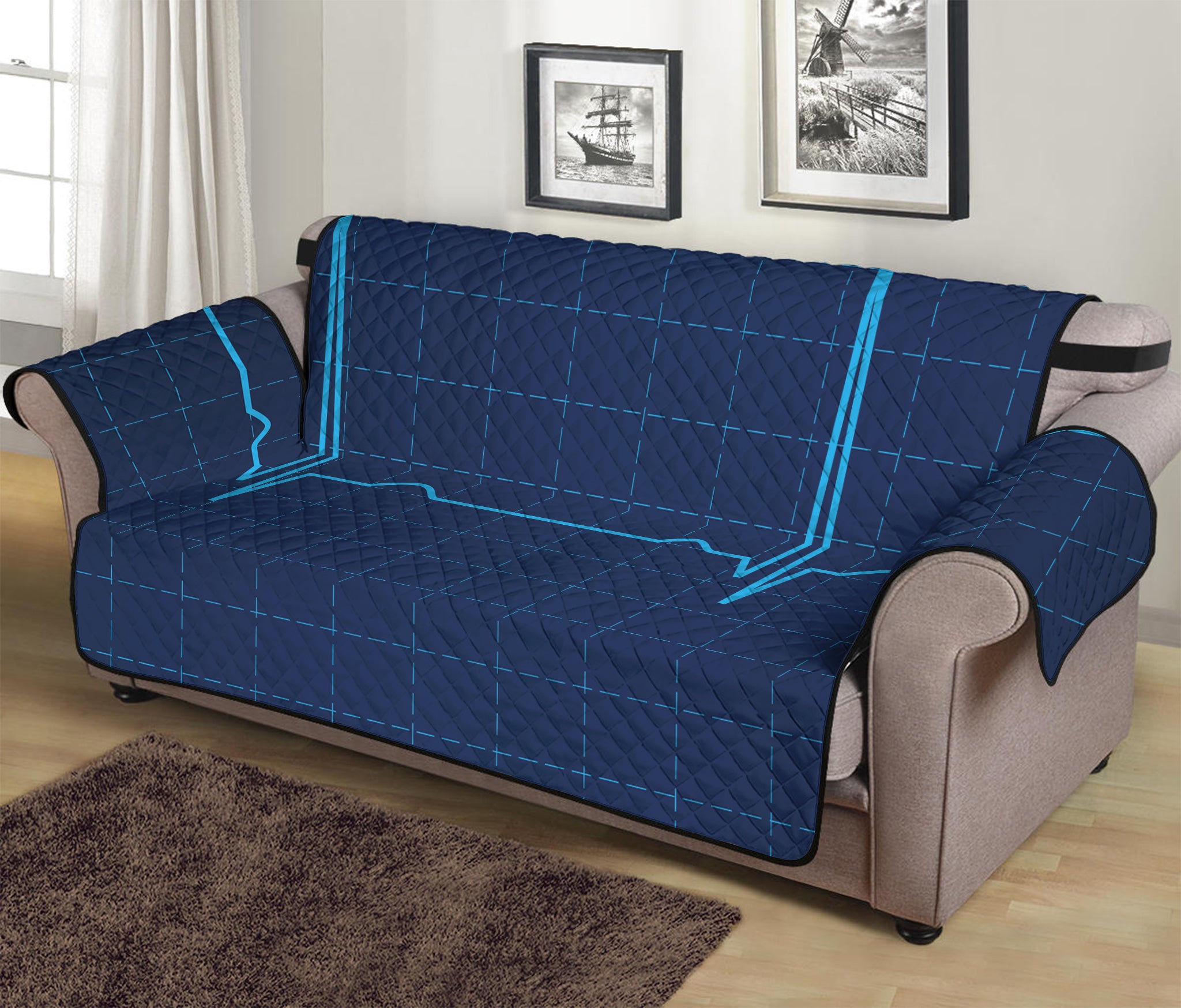 Heartbeat Electrocardiogram Print Sofa Protector