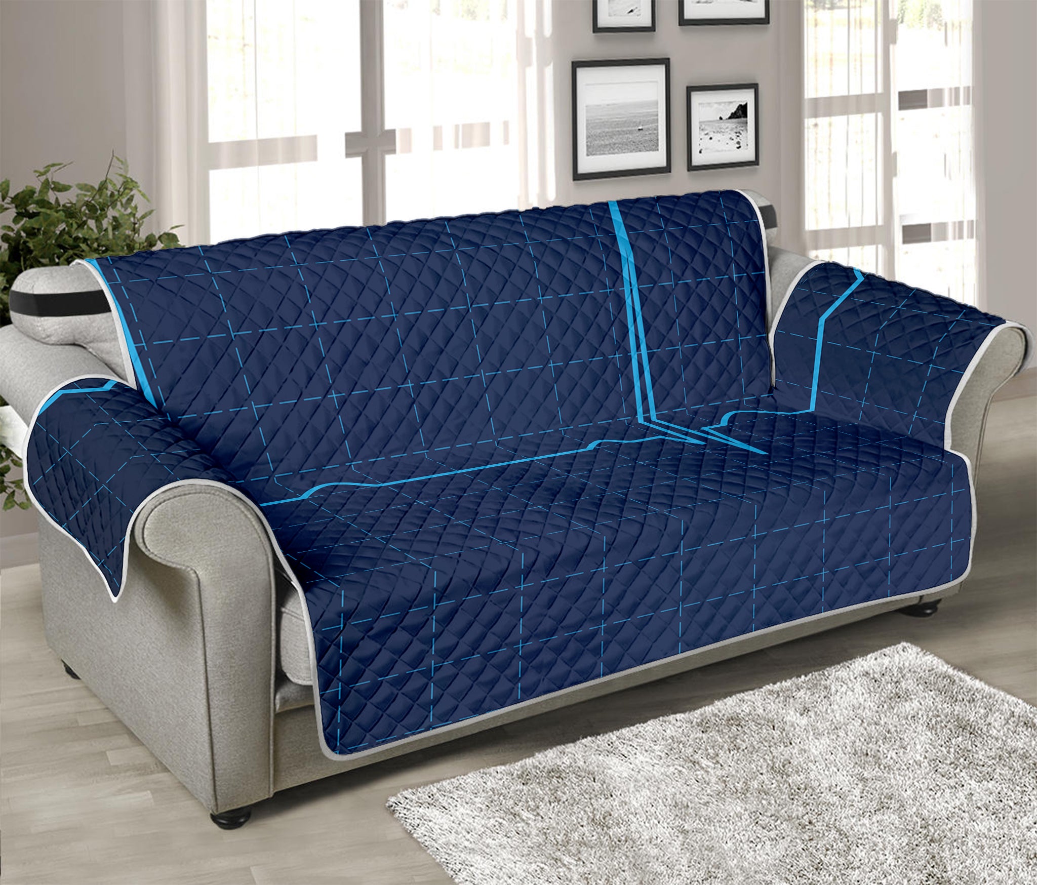 Heartbeat Electrocardiogram Print Sofa Protector