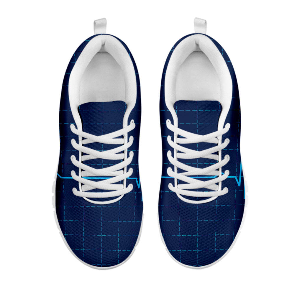 Heartbeat Electrocardiogram Print White Sneakers