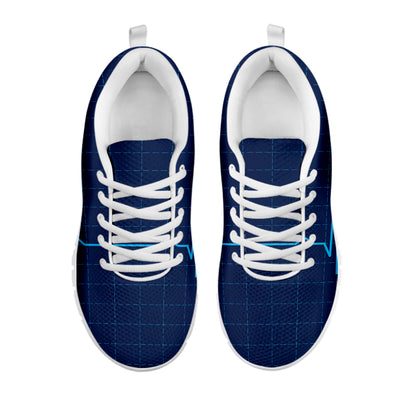 Heartbeat Electrocardiogram Print White Sneakers