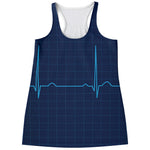 Heartbeat Electrocardiogram Print Women's Racerback Tank Top