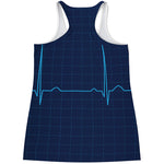 Heartbeat Electrocardiogram Print Women's Racerback Tank Top