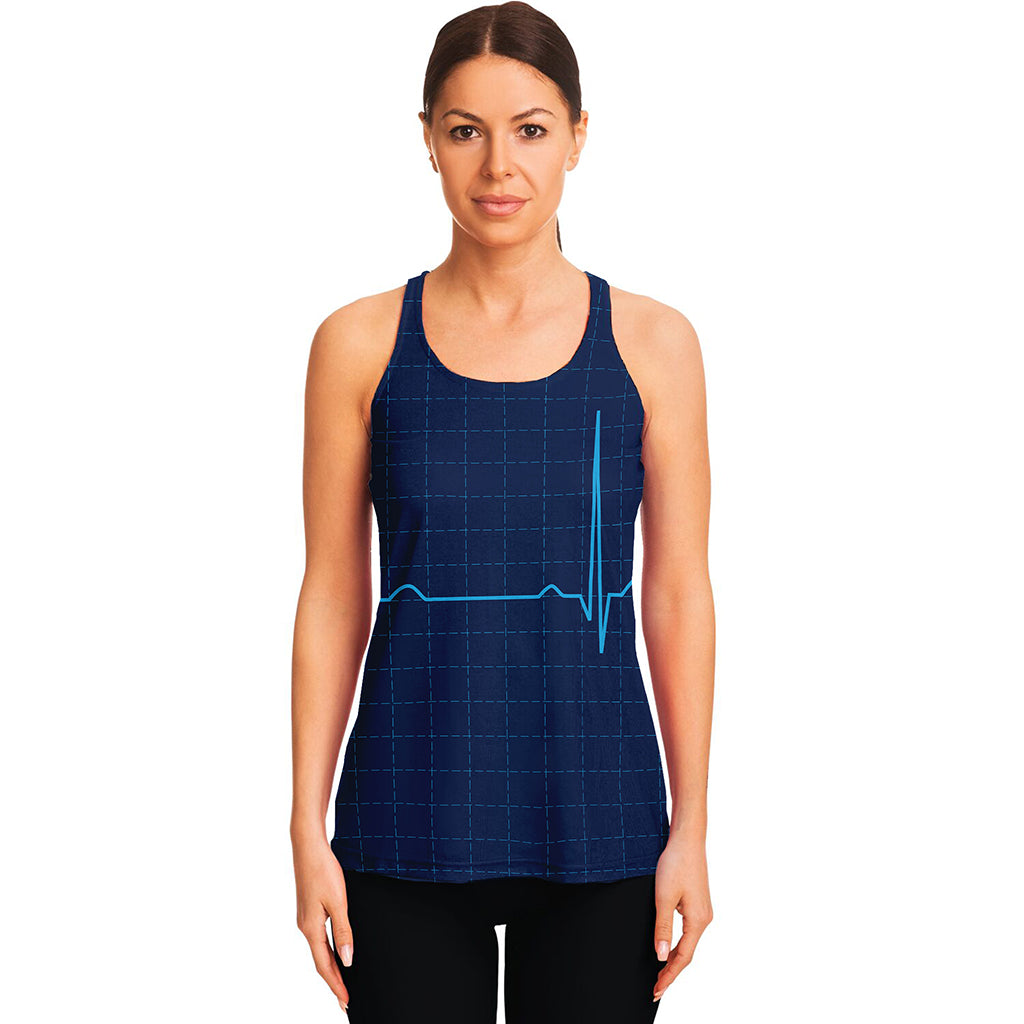 Heartbeat Electrocardiogram Print Women's Racerback Tank Top