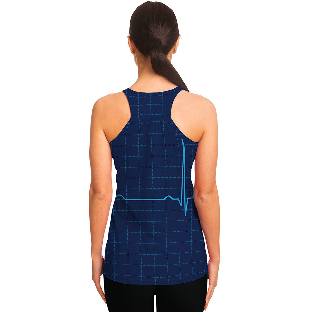 Heartbeat Electrocardiogram Print Women's Racerback Tank Top
