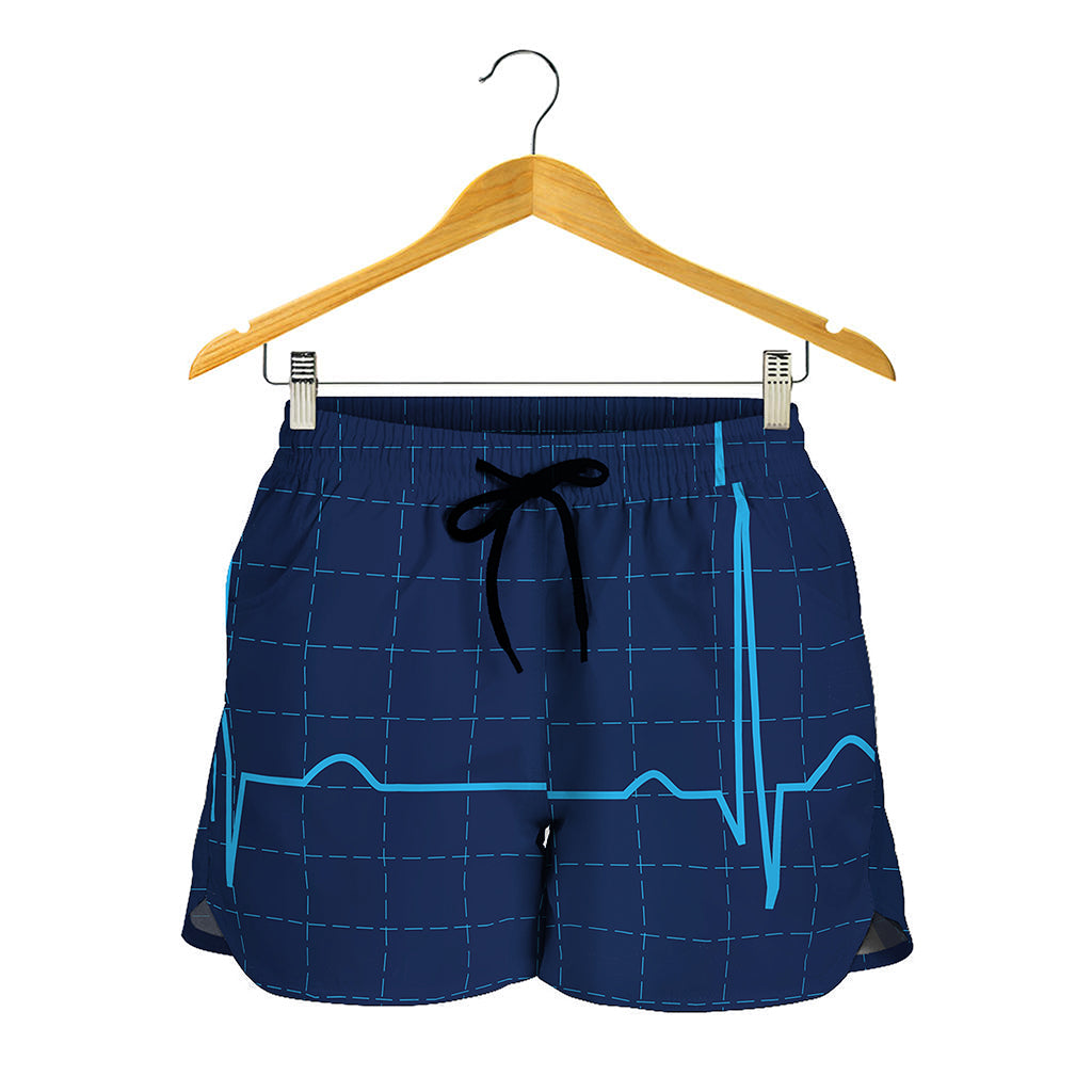 Heartbeat Electrocardiogram Print Women's Shorts