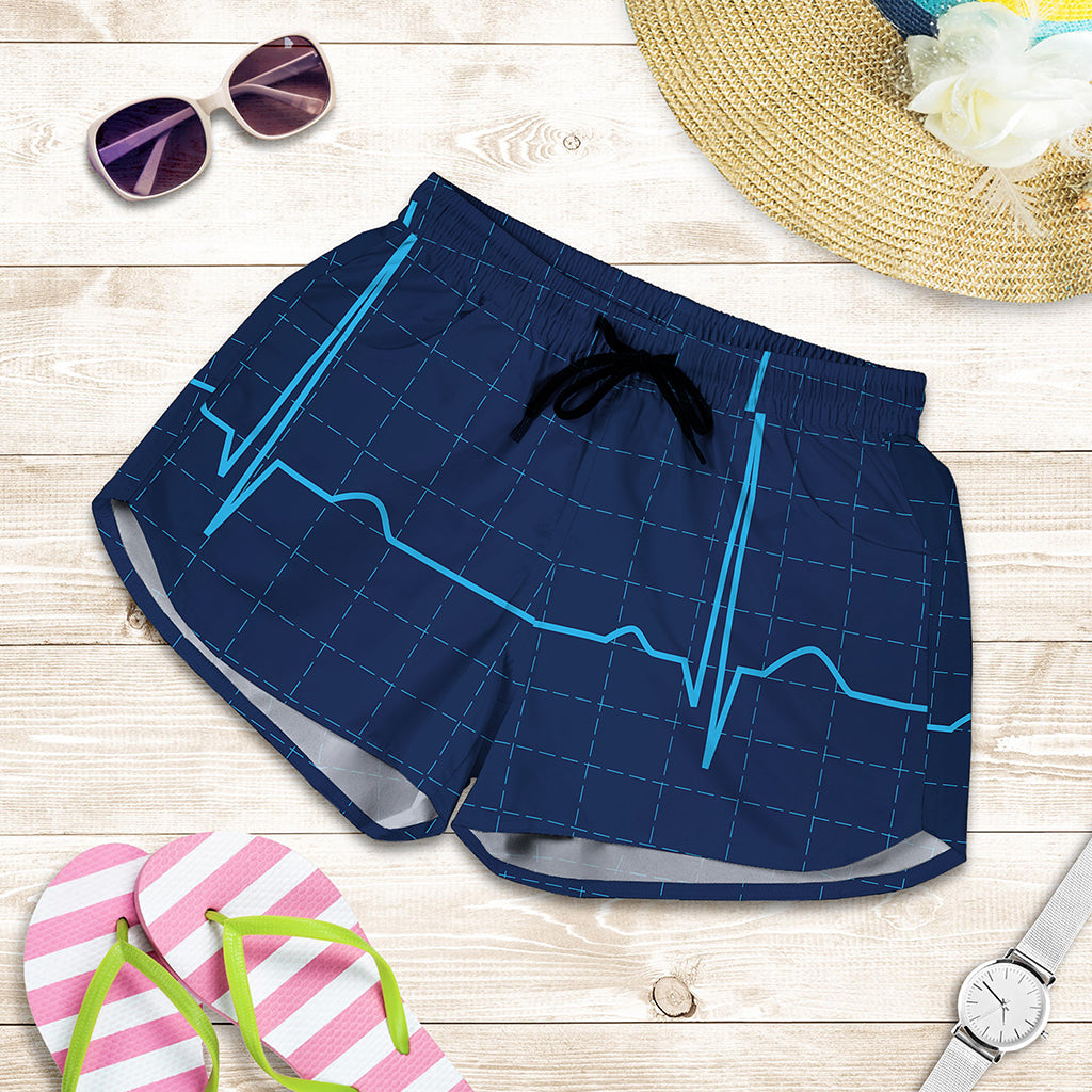 Heartbeat Electrocardiogram Print Women's Shorts
