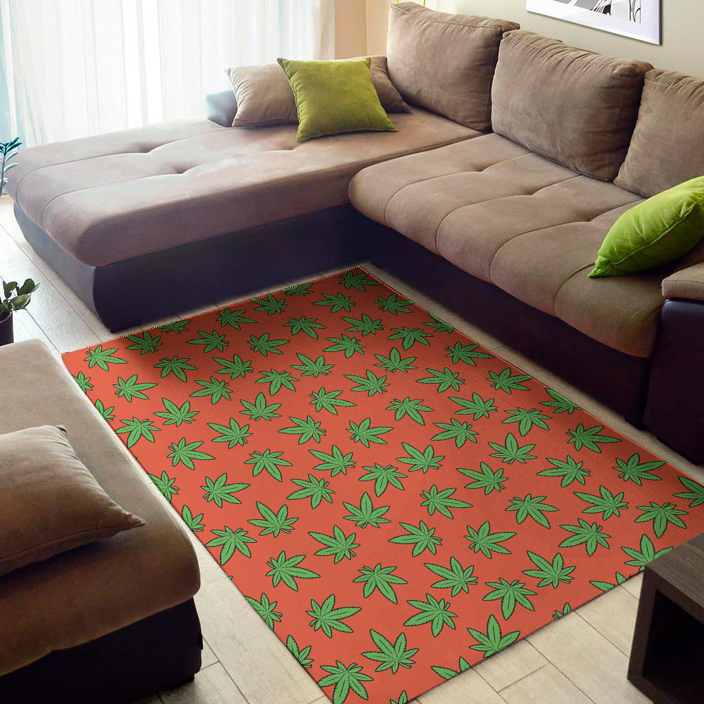 Hemp Leaf Pattern Print Area Rug