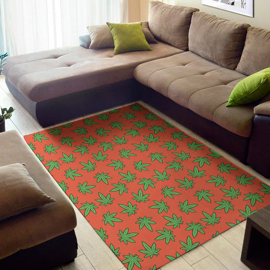 Hemp Leaf Pattern Print Area Rug