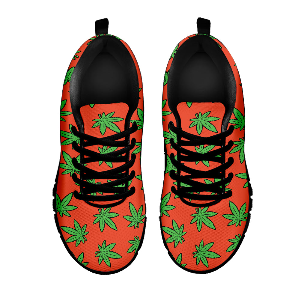 Hemp Leaf Pattern Print Black Sneakers