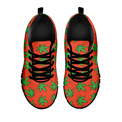 Hemp Leaf Pattern Print Black Sneakers