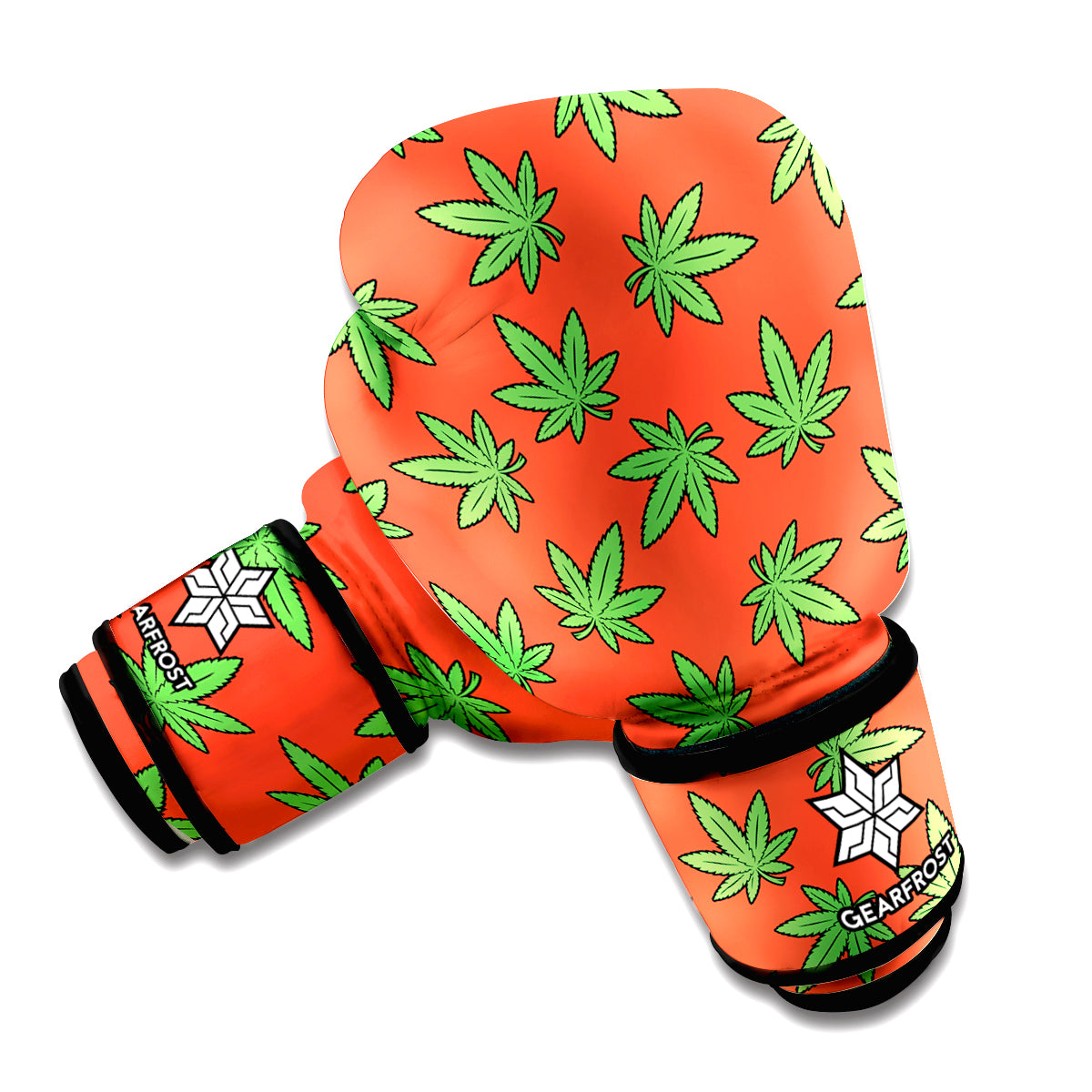 Hemp Leaf Pattern Print Boxing Gloves