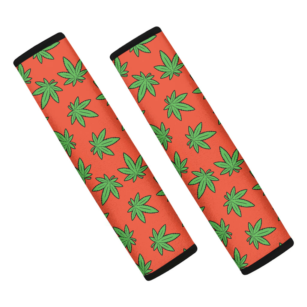 Hemp Leaf Pattern Print Car Seat Belt Covers