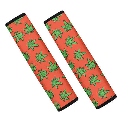 Hemp Leaf Pattern Print Car Seat Belt Covers