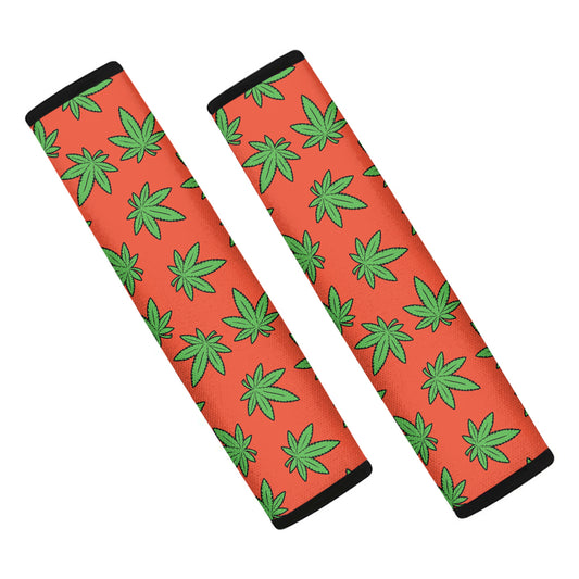 Hemp Leaf Pattern Print Car Seat Belt Covers