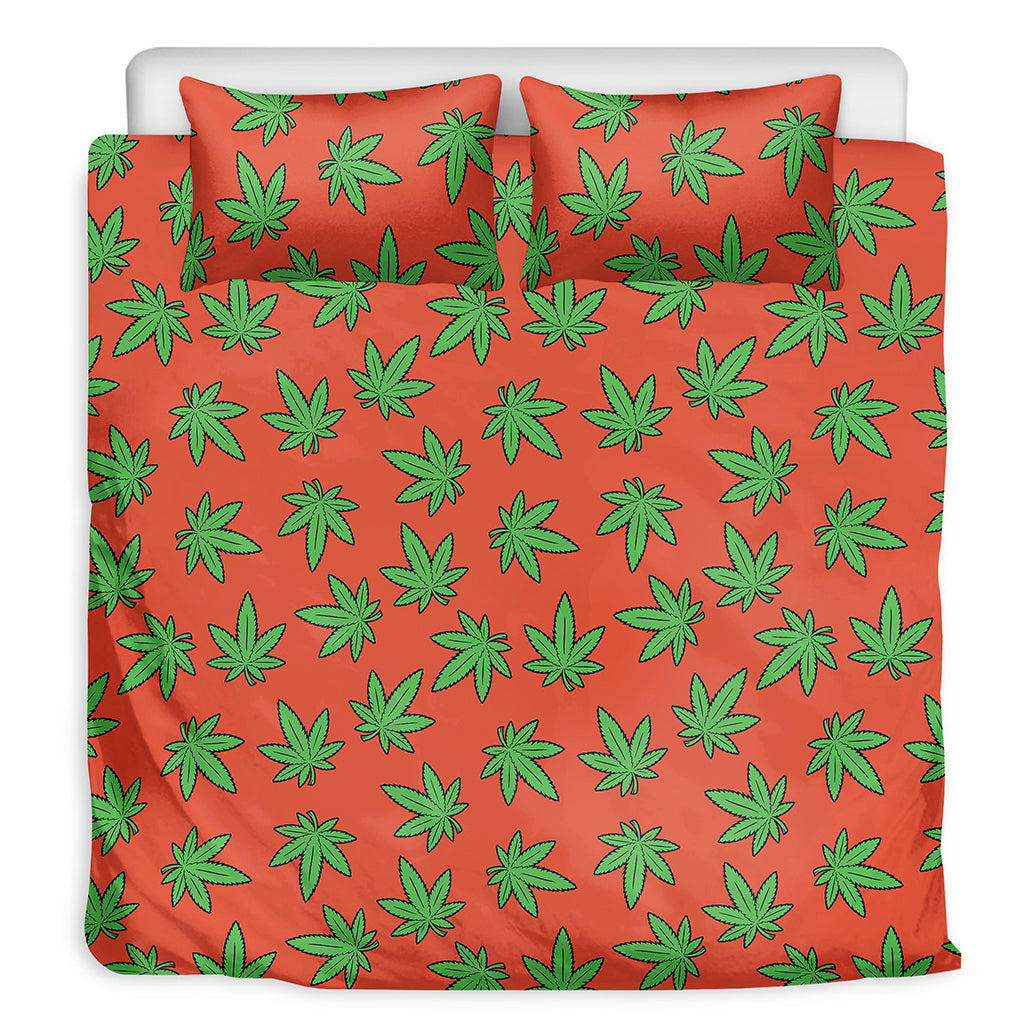 Hemp Leaf Pattern Print Duvet Cover Bedding Set