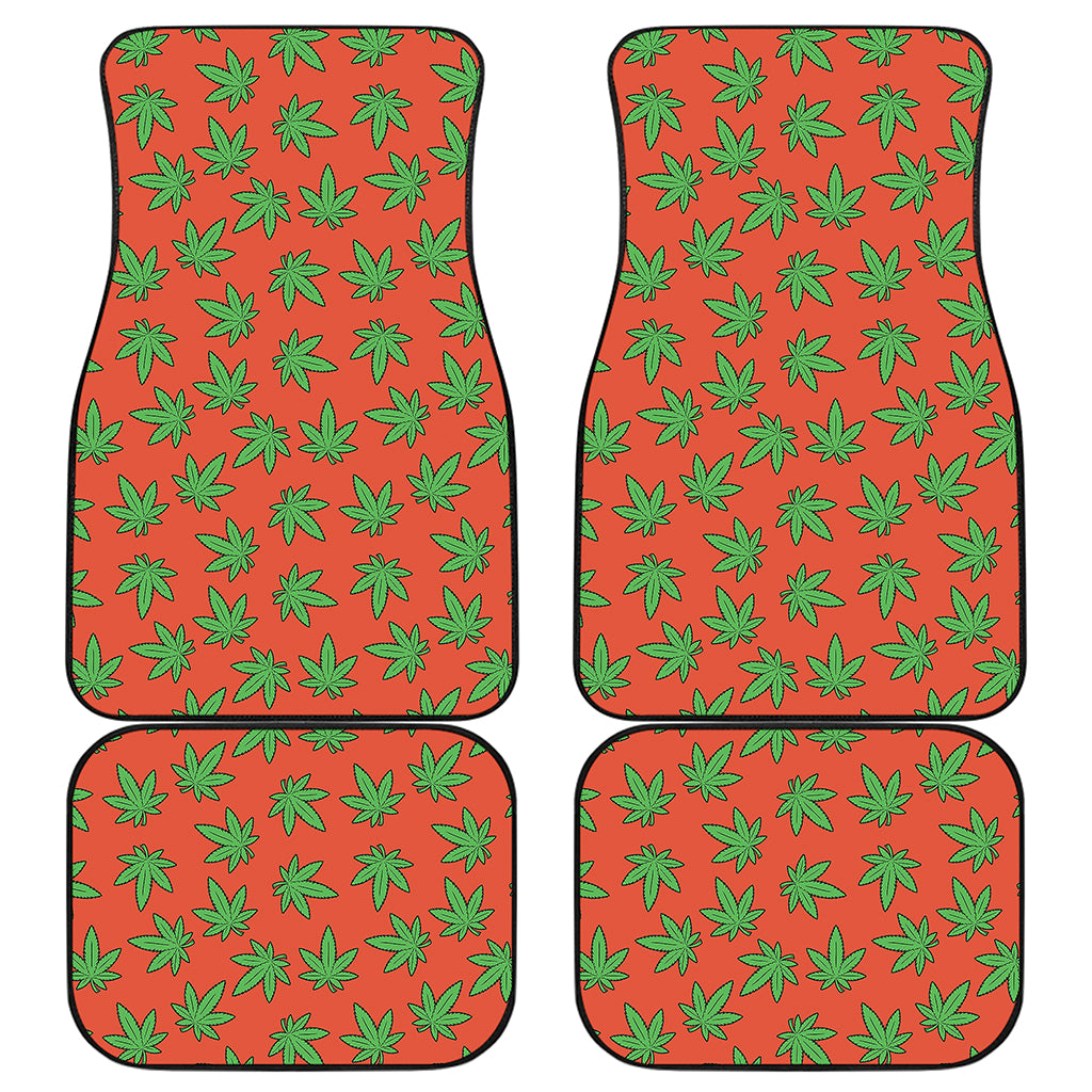 Hemp Leaf Pattern Print Front and Back Car Floor Mats