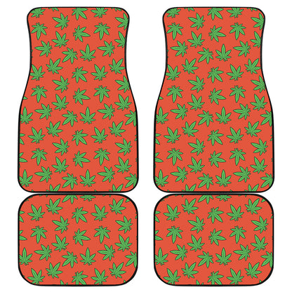 Hemp Leaf Pattern Print Front and Back Car Floor Mats