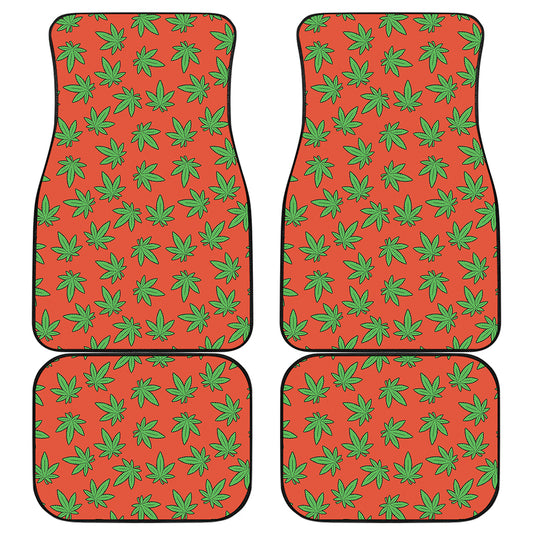 Hemp Leaf Pattern Print Front and Back Car Floor Mats