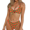Hemp Leaf Pattern Print Front Bow Tie Bikini
