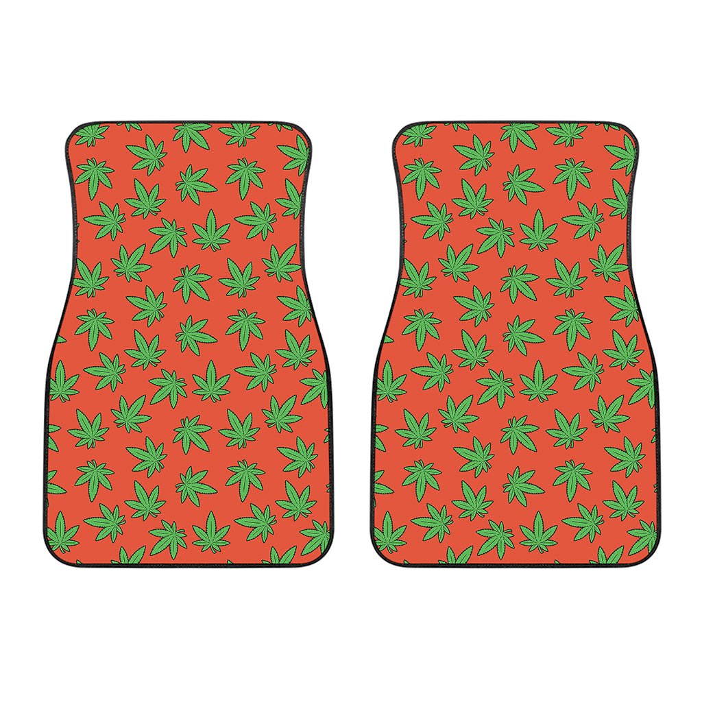 Hemp Leaf Pattern Print Front Car Floor Mats