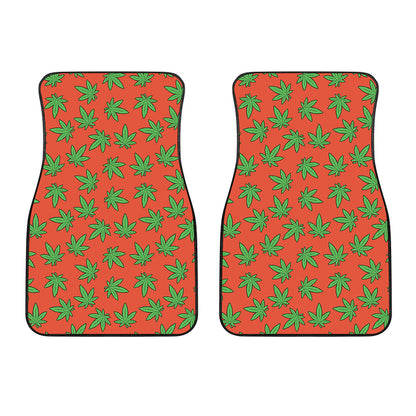 Hemp Leaf Pattern Print Front Car Floor Mats
