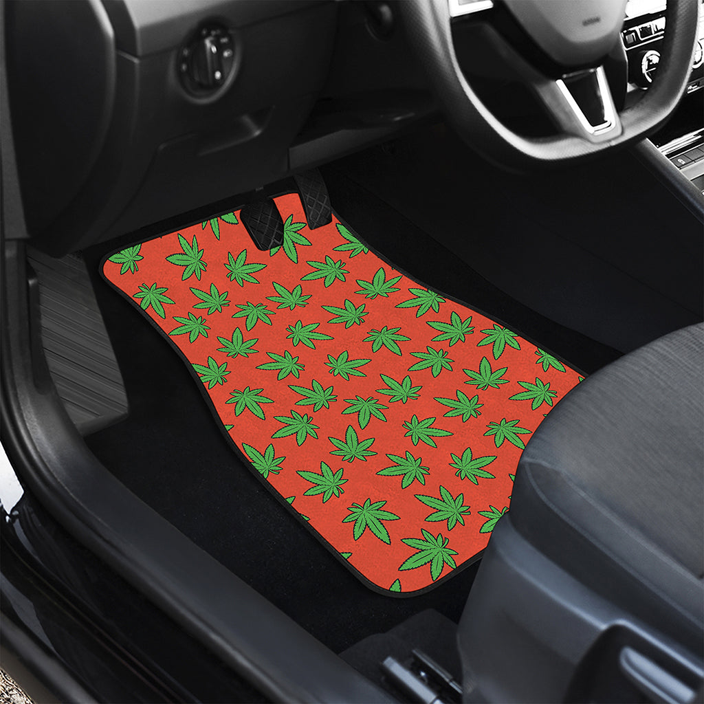 Hemp Leaf Pattern Print Front Car Floor Mats