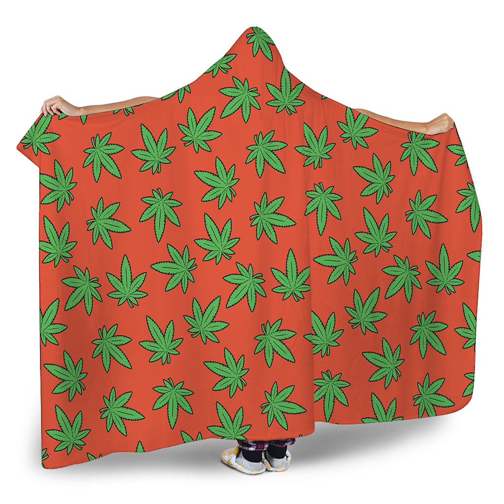 Hemp Leaf Pattern Print Hooded Blanket