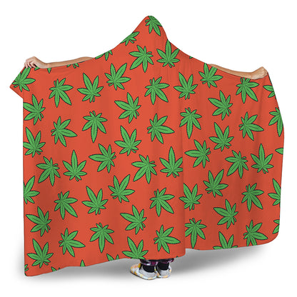 Hemp Leaf Pattern Print Hooded Blanket