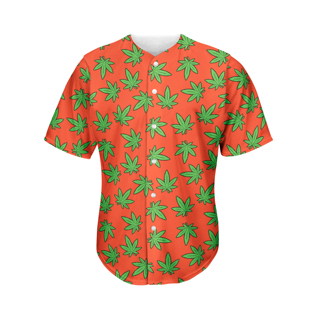 Hemp Leaf Pattern Print Men's Baseball Jersey