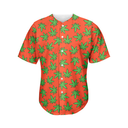 Hemp Leaf Pattern Print Men's Baseball Jersey