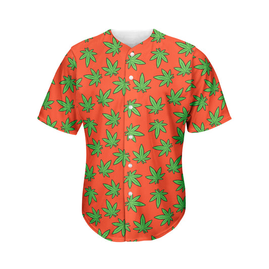 Hemp Leaf Pattern Print Men's Baseball Jersey