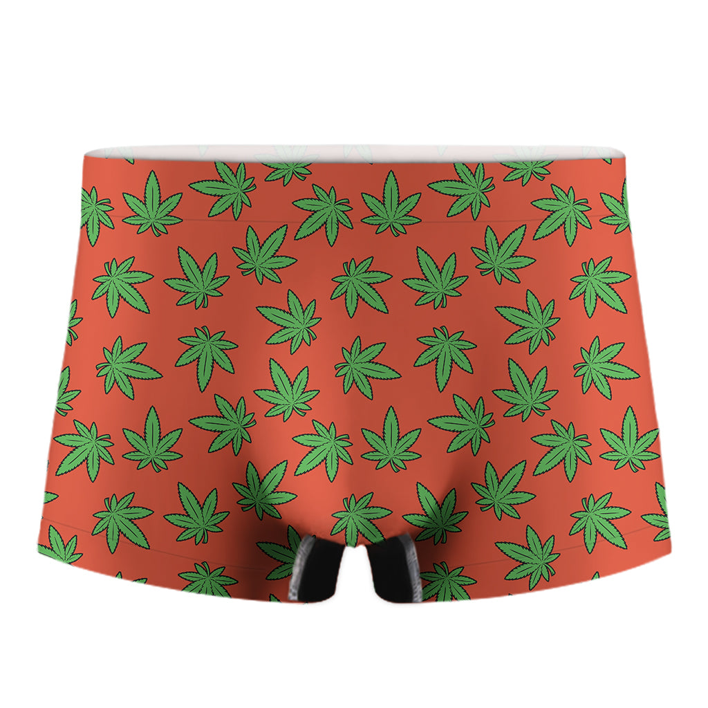 Hemp Leaf Pattern Print Men's Boxer Briefs