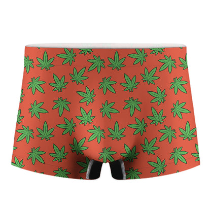 Hemp Leaf Pattern Print Men's Boxer Briefs