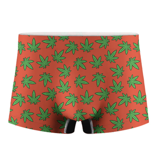 Hemp Leaf Pattern Print Men's Boxer Briefs