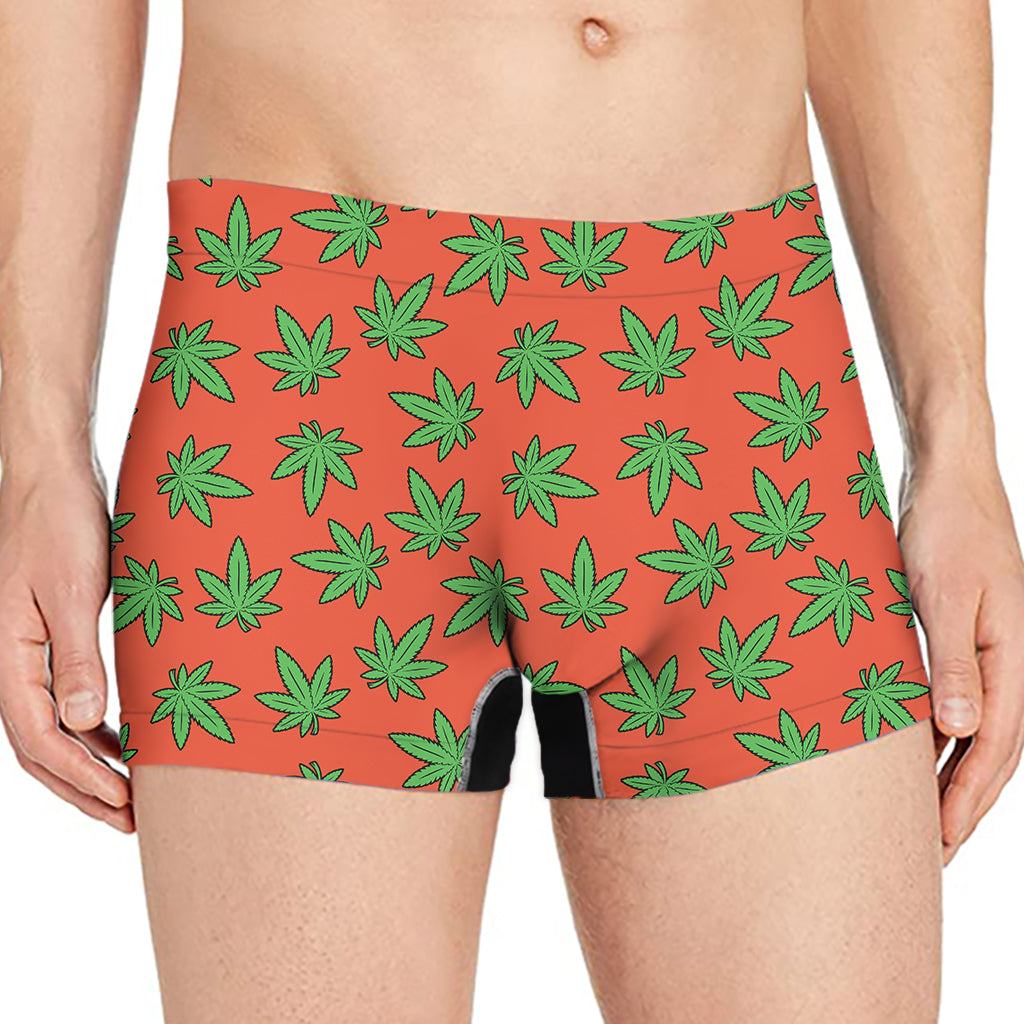 Hemp Leaf Pattern Print Men's Boxer Briefs