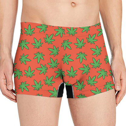 Hemp Leaf Pattern Print Men's Boxer Briefs