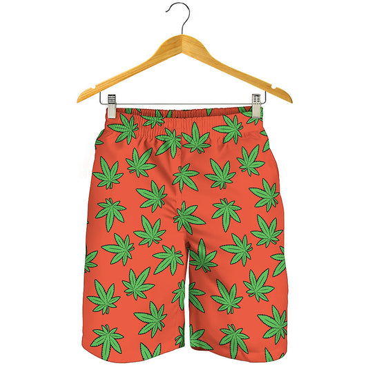 Hemp Leaf Pattern Print Men's Shorts
