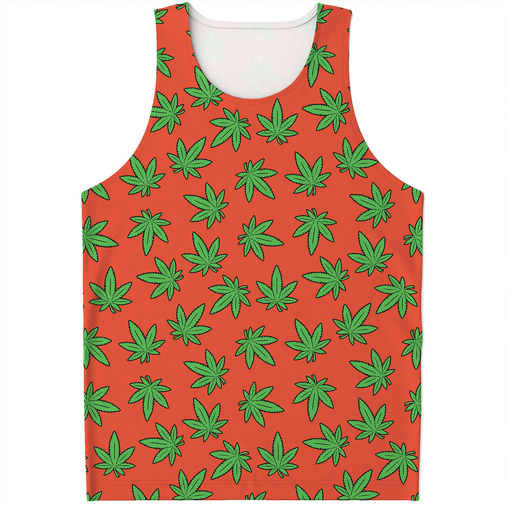 Hemp Leaf Pattern Print Men's Tank Top