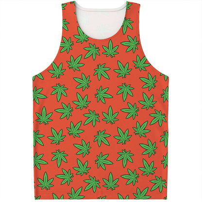 Hemp Leaf Pattern Print Men's Tank Top
