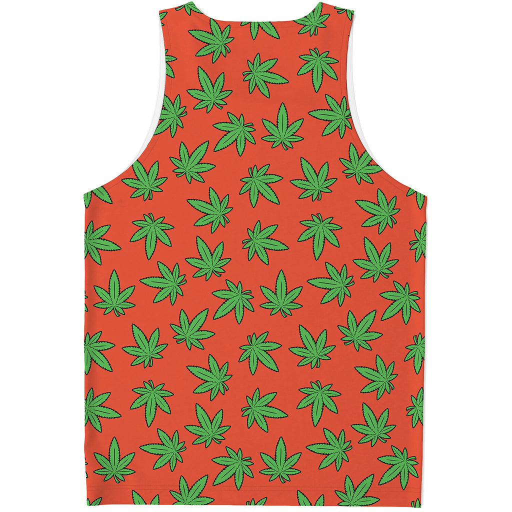 Hemp Leaf Pattern Print Men's Tank Top