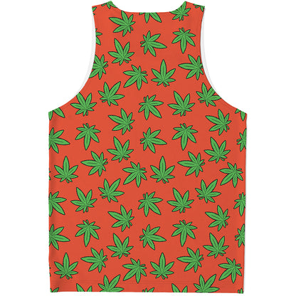 Hemp Leaf Pattern Print Men's Tank Top