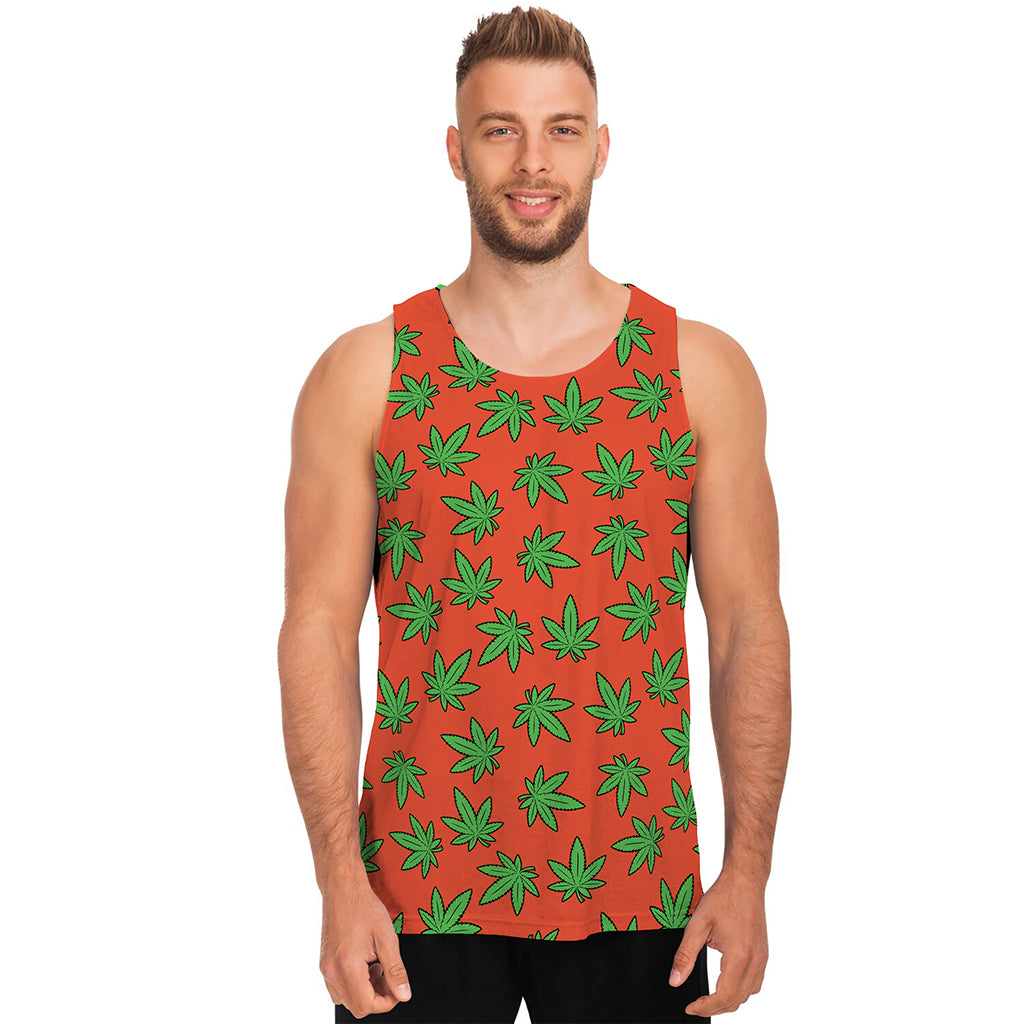 Hemp Leaf Pattern Print Men's Tank Top
