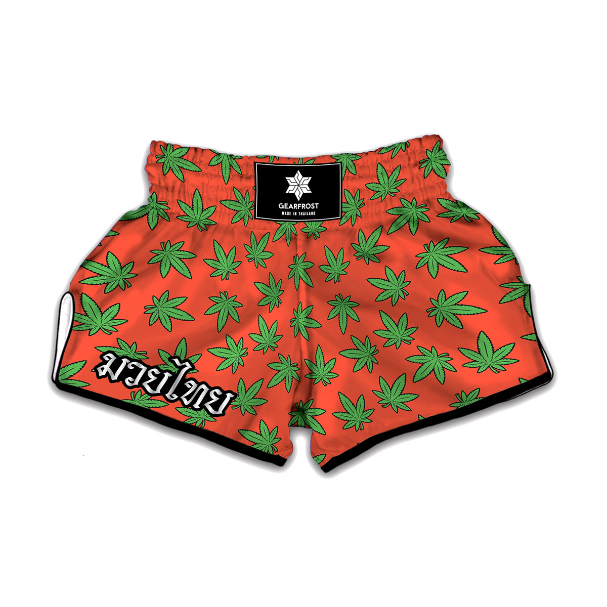 Hemp Leaf Pattern Print Muay Thai Boxing Shorts