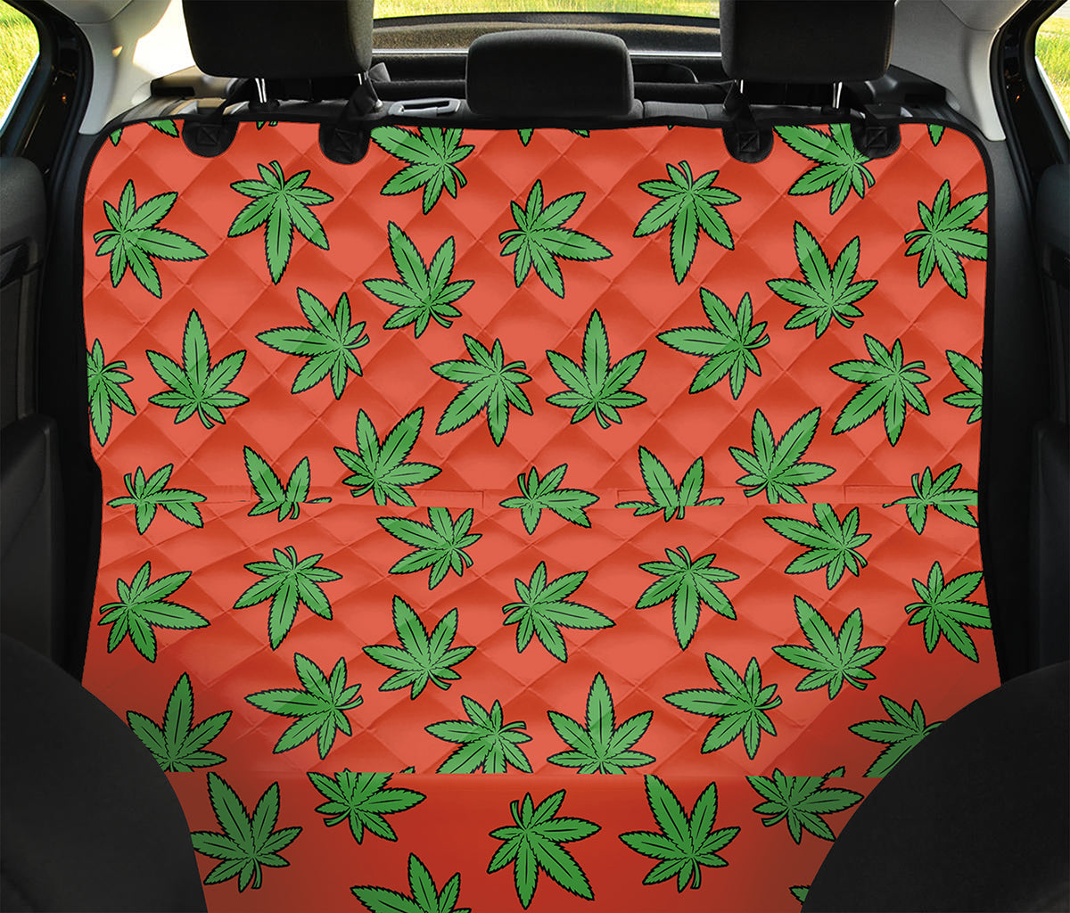 Hemp Leaf Pattern Print Pet Car Back Seat Cover