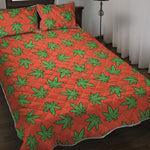 Hemp Leaf Pattern Print Quilt Bed Set