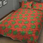 Hemp Leaf Pattern Print Quilt Bed Set