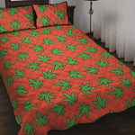Hemp Leaf Pattern Print Quilt Bed Set