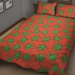 Hemp Leaf Pattern Print Quilt Bed Set