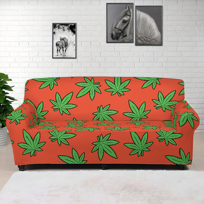 Hemp Leaf Pattern Print Sofa Cover